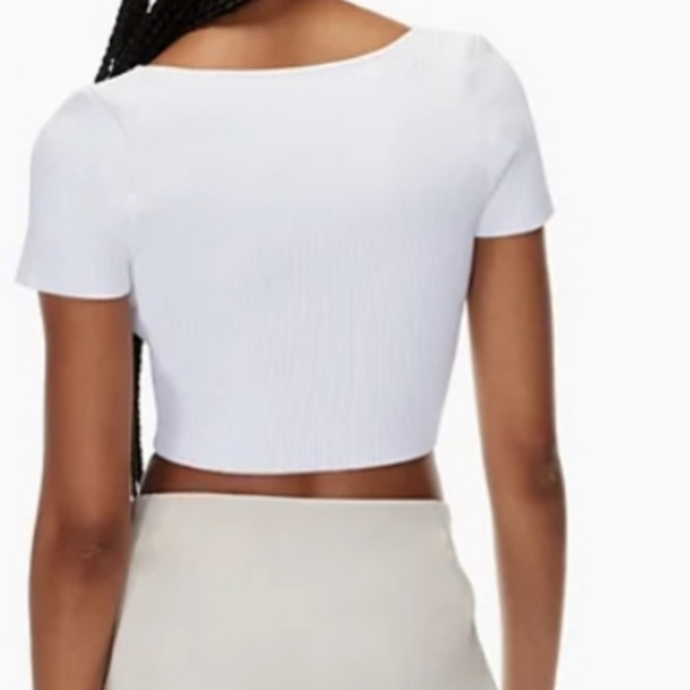Aritzia Babaton Sculpt Knit Crop Top Size XS White - Picture 2 of 9